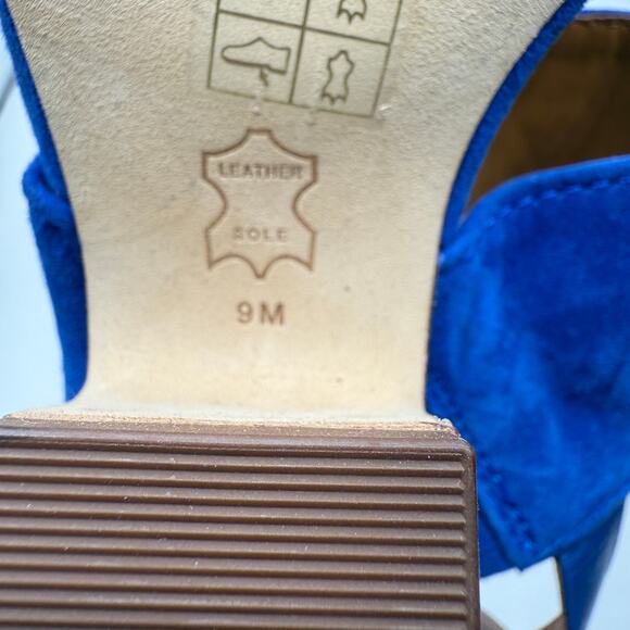 Tory Burch Women's Leather Selby Block-Heel Sandals Blue Size 9 - Picture 7 of 10